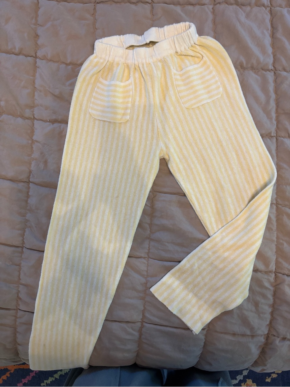Zara Yellow & White Striped Knit Kids Pants